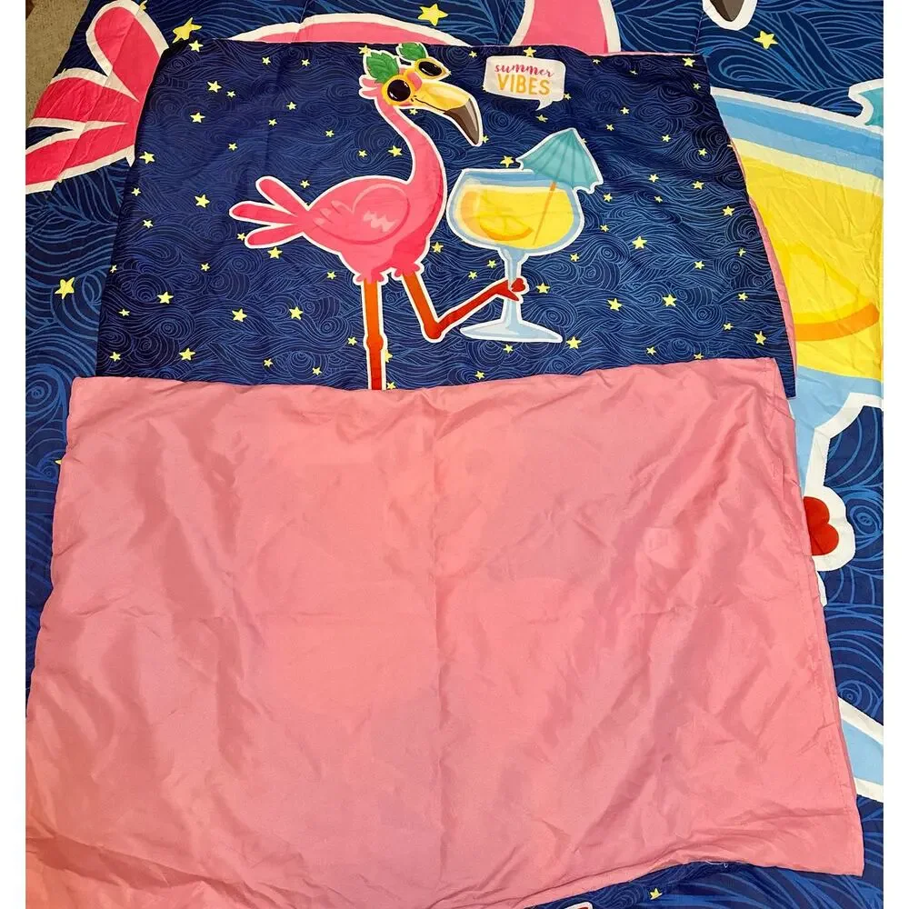 Summer Vibes Flamingo Cocktail Comforter Set